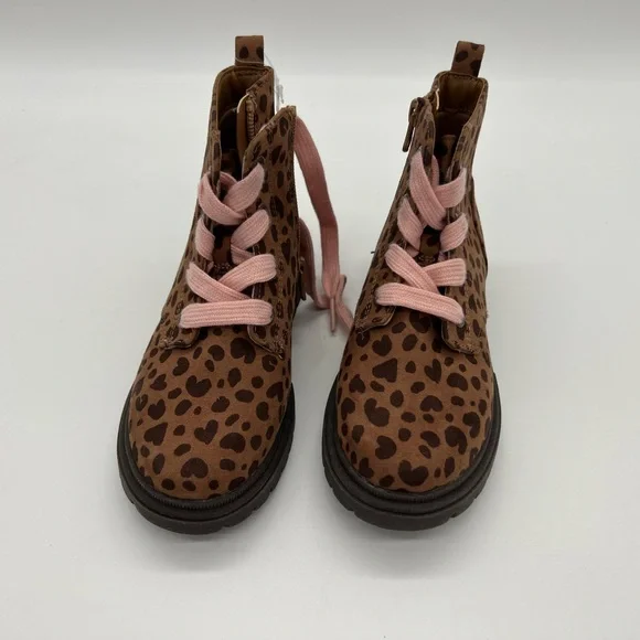 Cat & Jack Toddler Girls' Amaya Zipper Lace-Up Combat Boots Brown - Picture 2 of 6